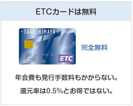 高島屋カードのETCカードは無料